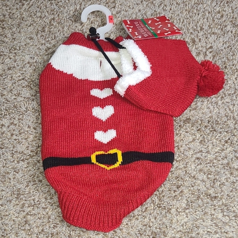 Red Santa Pet Sweater with Hat